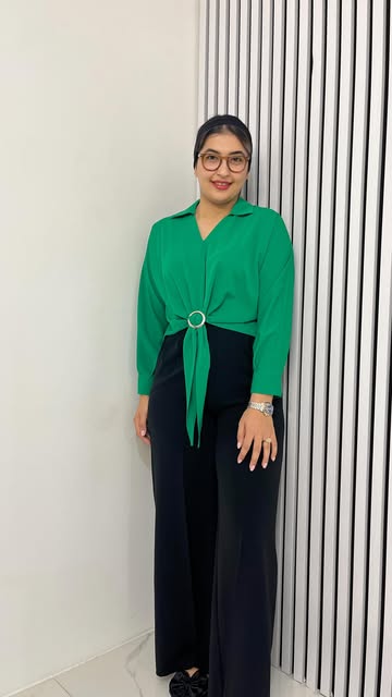 شومیز گره ایی تک رنگ فری سایز تا ۵۴