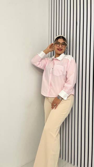 شومیز راه راه صورتی