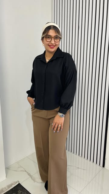 شومیز بیسیک مشکی فری سایز تا ۵۲