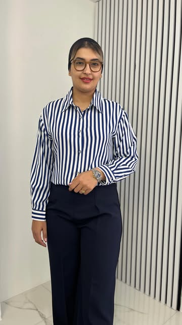 شومیز راه راه سورمه ایی